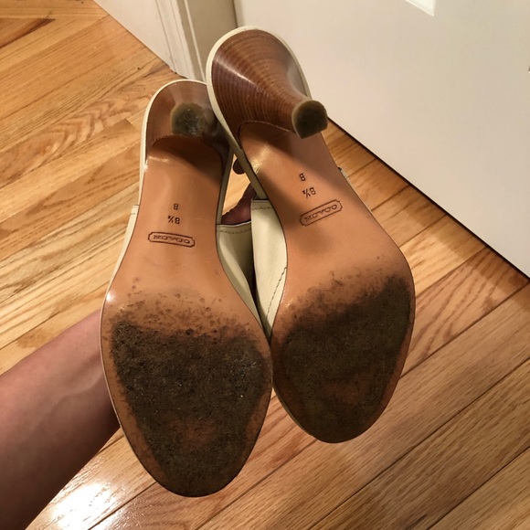 Coach | Tan Leather Buckled Peep-Toe Slingbacks - Picture 6 of 8